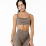 klær T442149 rullesteinstrykk mokkabrun overflate ubegrenset bh kvinner Alphalete