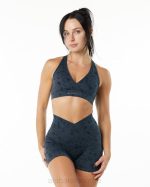 klær T442157 pebble print hval blå overflateomslags-bh kvinner Alphalete