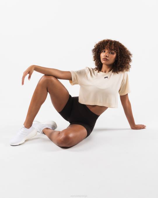 klær T442203 beige brun wolf head airtech ss crop kvinner Alphalete - Bilde 2