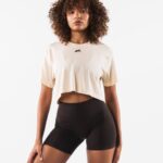 klær T442203 beige brun wolf head airtech ss crop kvinner Alphalete