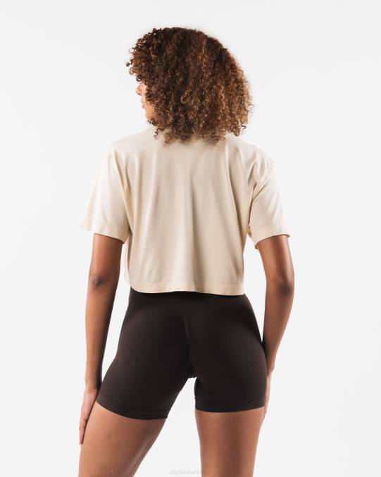 klær T442203 beige brun wolf head airtech ss crop kvinner Alphalete - Bilde 4