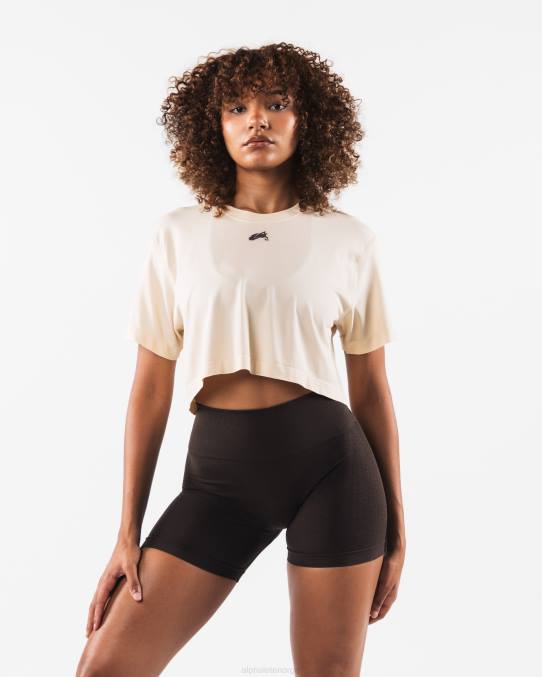 klær T442203 beige brun wolf head airtech ss crop kvinner Alphalete - Bilde 1