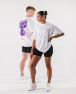 klær T442219 hvit graffiti t-skjorte unisex Alphalete