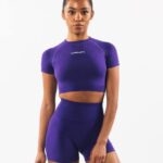 klær T442222 elektrisk lilla forsterke ss crop kvinner Alphalete