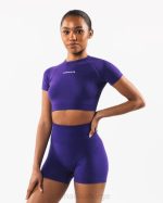 klær T442222 elektrisk lilla forsterke ss crop kvinner Alphalete - Bilde 4