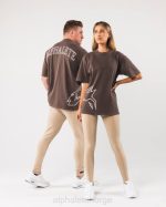 klær T442225 nellik brun gigantisk ulvhodet-skjorte unisex Alphalete