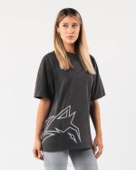 klær T442226 vintage svart gigantisk ulvhodet-skjorte unisex Alphalete - Bilde 2