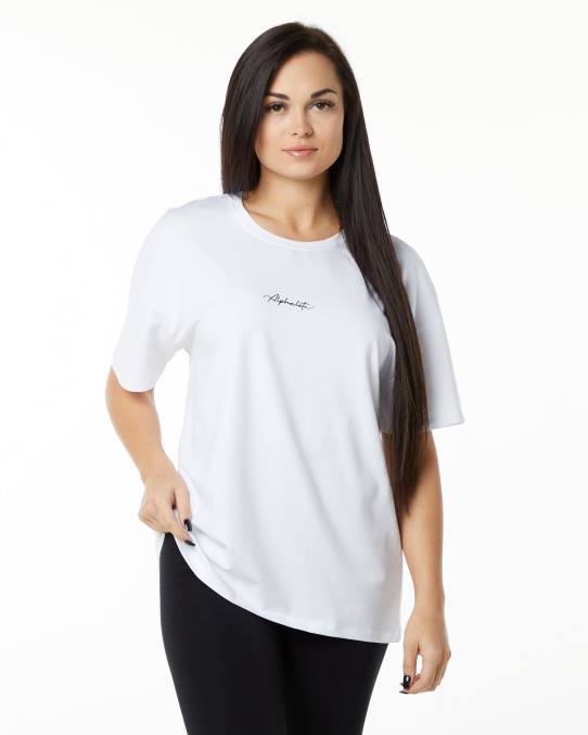 klær T442233 hvit svart signatur oversized t-skjorte kvinner Alphalete - Bilde 2