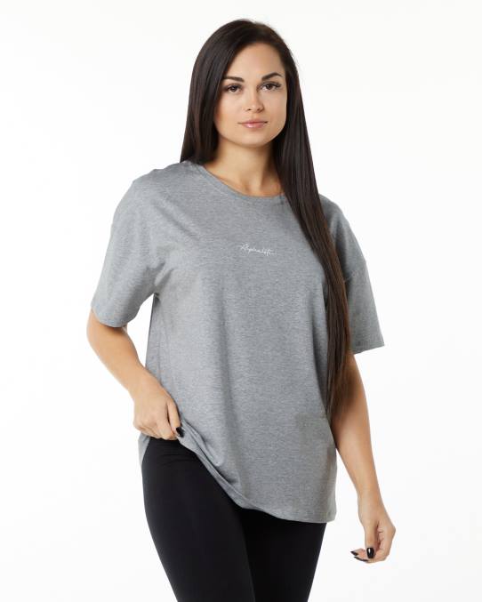 klær T442234 gråmelert signatur oversized t-skjorte kvinner Alphalete - Bilde 2