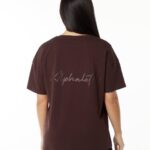 klær T442237 burgunder rød signatur oversized t-skjorte kvinner Alphalete