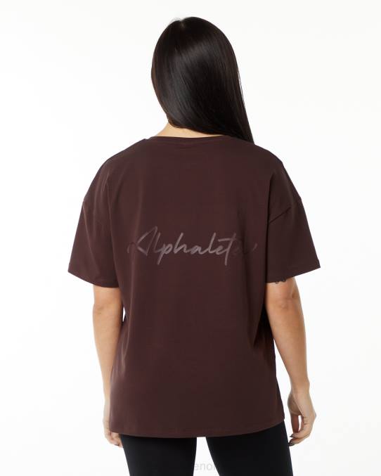klær T442237 burgunder rød signatur oversized t-skjorte kvinner Alphalete - Bilde 1