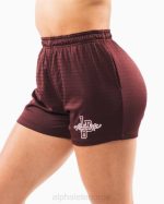 klær T442326 sangria rød signatur mesh kort 4" kvinner Alphalete - Bilde 3