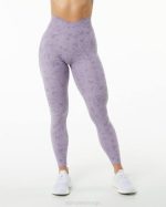 klær T442444 småstein print tåkete lilla lilla overflate power legging kvinner Alphalete