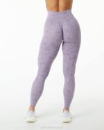 klær T442444 småstein print tåkete lilla lilla overflate power legging kvinner Alphalete - Bilde 3