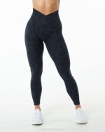 klær T442445 småsteinstrykk svart overflate power legging kvinner Alphalete
