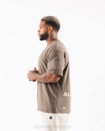 klær T442536 ørkentaupe/skallbrun børstet crest t-skjorte menn Alphalete - Bilde 4