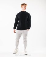 klær T442541 svart børstet kjerne mock neck ls menn Alphalete - Bilde 2