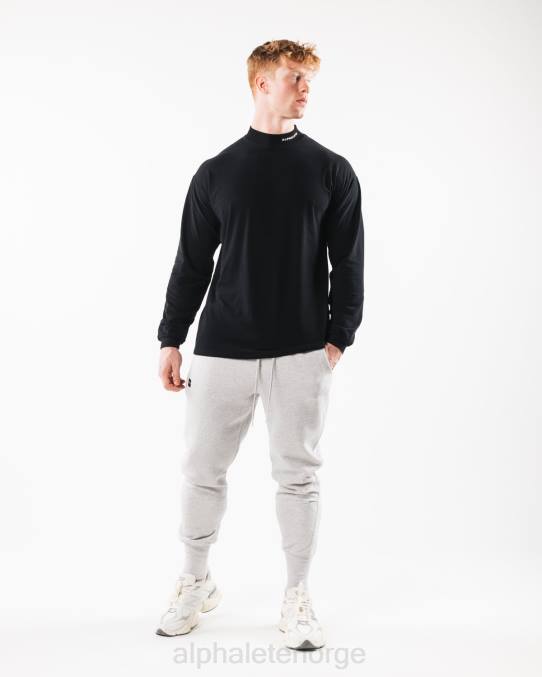 klær T442541 svart børstet kjerne mock neck ls menn Alphalete - Bilde 2