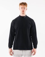 klær T442541 svart børstet kjerne mock neck ls menn Alphalete