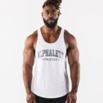 klær T442578 hvit paisley print råskåret tank menn Alphalete