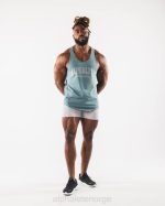 klær T442580 Turkis blå paisley print råskåret tank menn Alphalete - Bilde 2