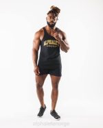 klær T442582 svart paisley print råskåret tank menn Alphalete - Bilde 2