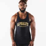 klær T442582 svart paisley print råskåret tank menn Alphalete