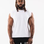 klær T442583 hvit børstet ulv hode muskel tank menn Alphalete