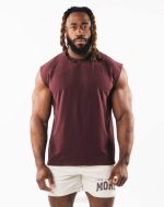 klær T442585 sangria rød børstet ulv hode muskel tank menn Alphalete