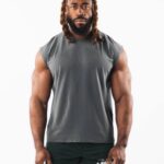 klær T442586 røykgrå børstet ulv hode muskel tank menn Alphalete