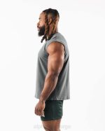 klær T442586 røykgrå børstet ulv hode muskel tank menn Alphalete - Bilde 4