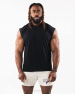 klær T442587 svart børstet ulv hode muskel tank menn Alphalete