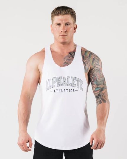 klær T442588 hvit aa råkuttet tank menn Alphalete