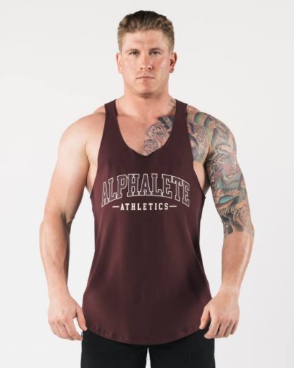 klær T442590 sangria rød aa råkuttet tank menn Alphalete