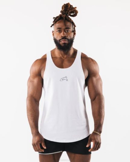 klær T442592 hvit ulvhode råkuttet tank menn Alphalete