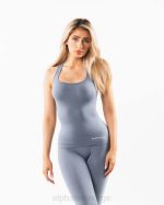 klær T442160 fortsatt vannblått sømløs racerback tank kvinner Alphalete