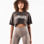klær T442200 tyrkisk kaffe brun republikk crop tee kvinner Alphalete