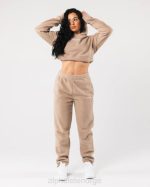 klær T442274 lin brun king crop hettegenser kvinner Alphalete - Bilde 2