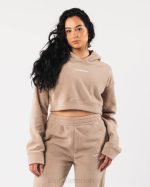 klær T442274 lin brun king crop hettegenser kvinner Alphalete