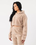 klær T442274 lin brun king crop hettegenser kvinner Alphalete - Bilde 3