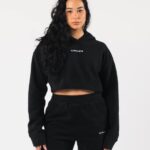 klær T442277 svart king crop hettegenser kvinner Alphalete