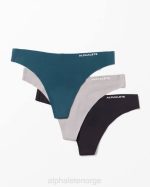 klær T442467 med grå/marine/svart sømløs stringtruse 3pk kvinner Alphalete