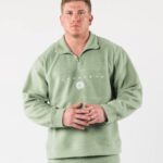 klær T442483 salvie grønn king kvart glidelås unisex Alphalete