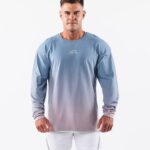 klær T442496 stille vanngradient blå ulvehode er tee menn Alphalete