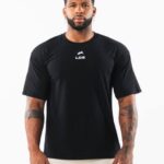 klær T442537 svart børstet crest t-skjorte menn Alphalete