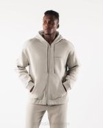 klær T442609 overskyet grått original jakke med full glidelås menn Alphalete